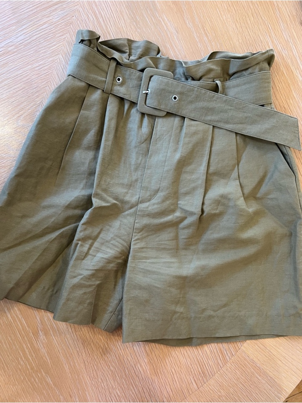 Zara High-Waist Belted Paperbag Shorts